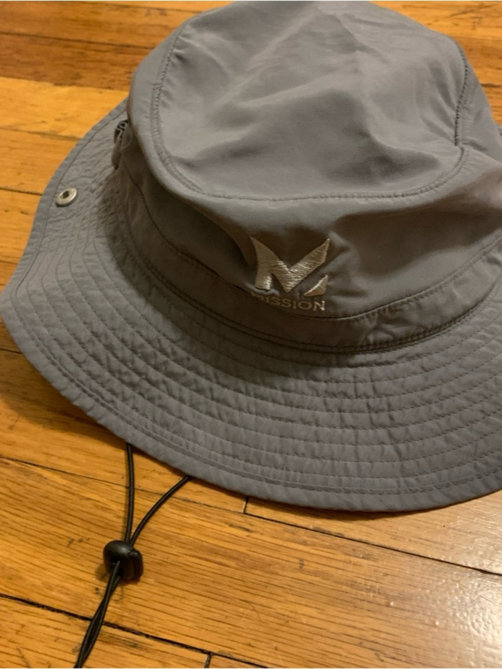 Mission Cooling Bucket Hat S/M Adjustable Gray Wide Brim Outdoor Hiking Strap